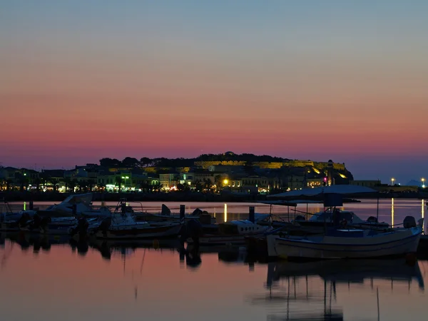 Rethymnon - marina at night — Stock Photo, Image