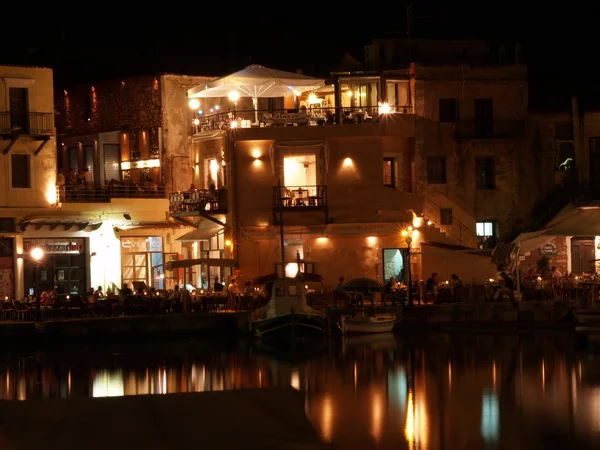 stock image Rethymnon at night