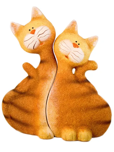 Keramiska randiga katter i kärlek — Stockfoto