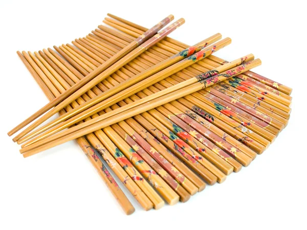 Bambu ätpinnar på vit — Stockfoto
