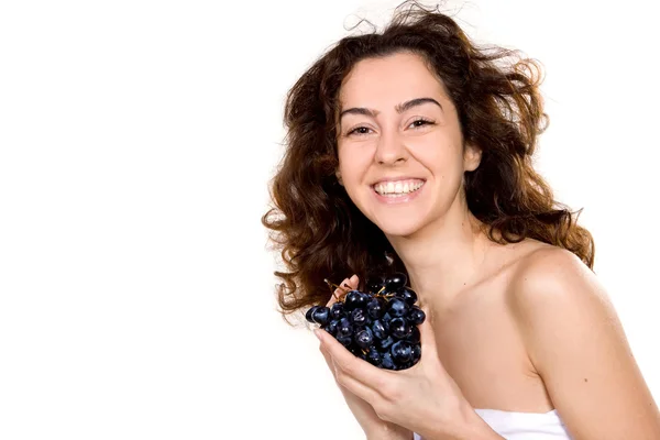 Mujer atractiva con uvas —  Fotos de Stock