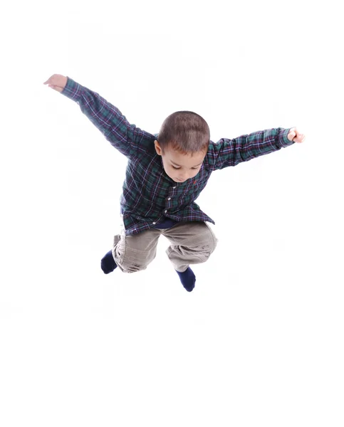 Glada leende fem-år-gammal pojke isolerade — Stockfoto