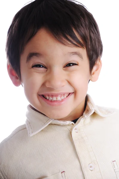 Gelukkig lachend vijf-jaar-oude jongen isolat — Stockfoto