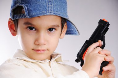 Boy pointing gun clipart