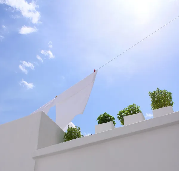 stock image Washing line with blue sky
