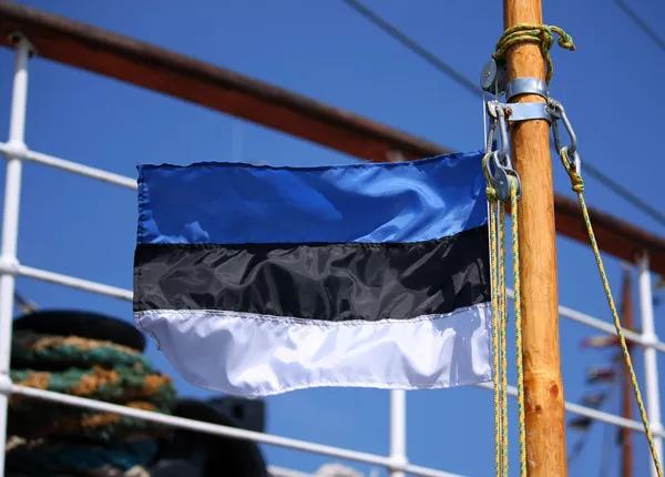 船のマストの上のエストニア語の旗 — ストック写真