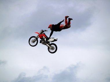 Motocross freestyle jumping clipart