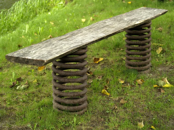 Exclusive bench from old springs — Stock Photo, Image