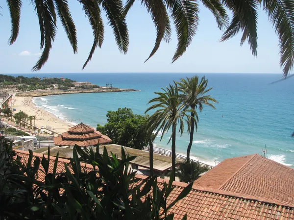 Kilátás az öbölre és a beach - Spanyolország — Stock Fotó