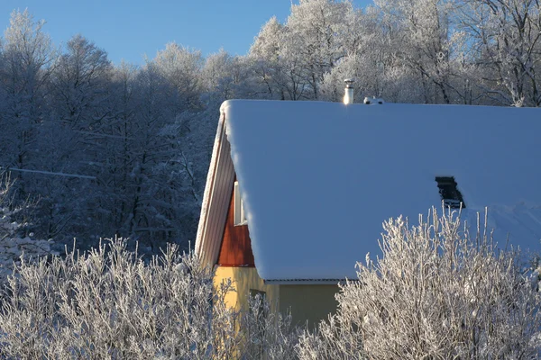 Dům na mrazivé zimní den — Stock fotografie