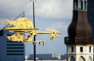 Big golden weathercock in Tallinn clipart