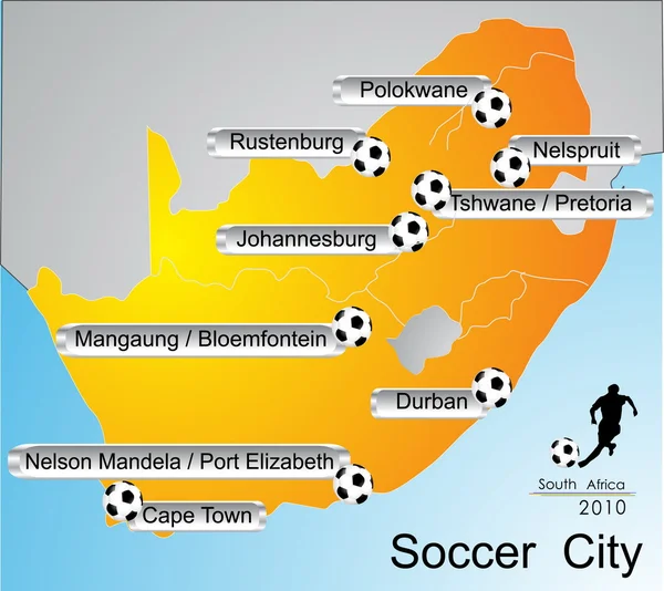 Dünya Kupası Güney Afrika, futbol şehir — Stok Vektör