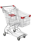 kovový nákupní vozík izolovaných na bílém