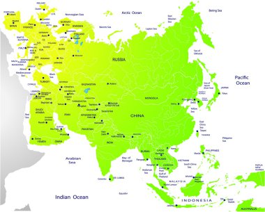 Political map of Eurasia clipart