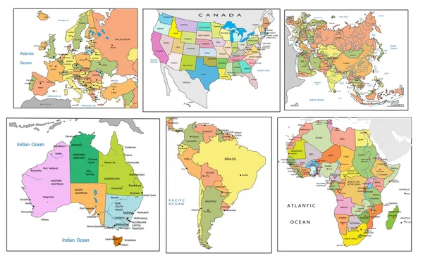 Політична карта континентів — стоковий вектор