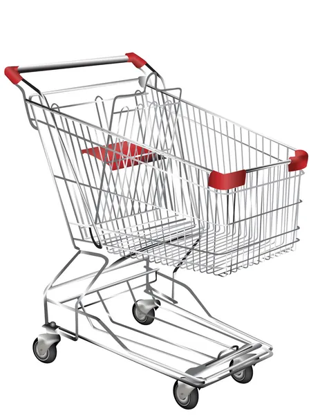 Kovový nákupní vozík izolovaných na bílém — Stockový vektor