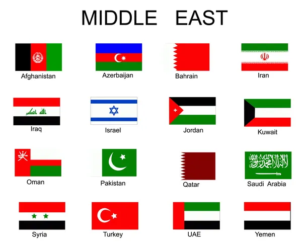 Liste de tous les drapeaux de pays asiatiques sans — Image vectorielle