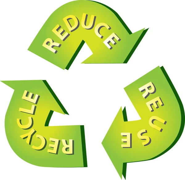 Recycleren, hergebruiken, verminderen — Stockvector