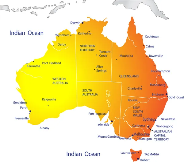Avustralya siyasi Haritası — Stok Vektör