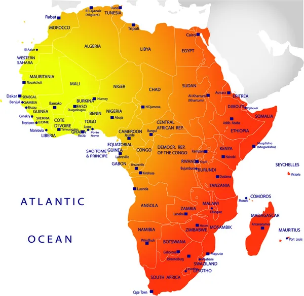 Mapa político de África — Archivo Imágenes Vectoriales