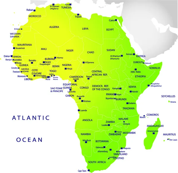 Mapa político da África —  Vetores de Stock