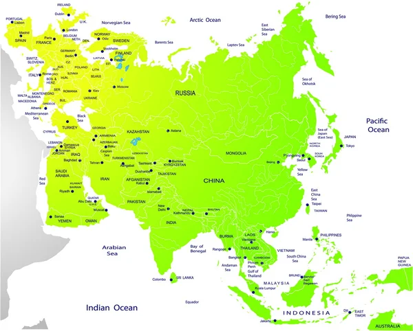 ユーラシア大陸の政治地図 — ストックベクタ