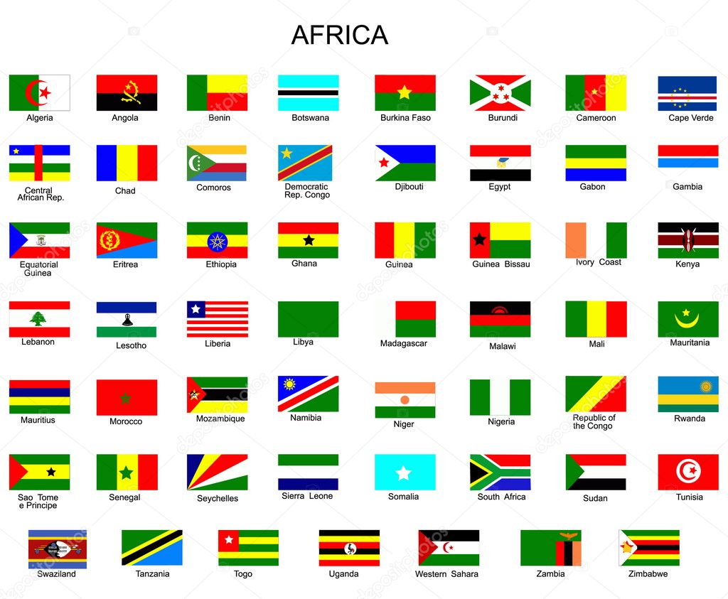 lijst van alle vlaggen van Afrikaanse landen — Stockvector ...