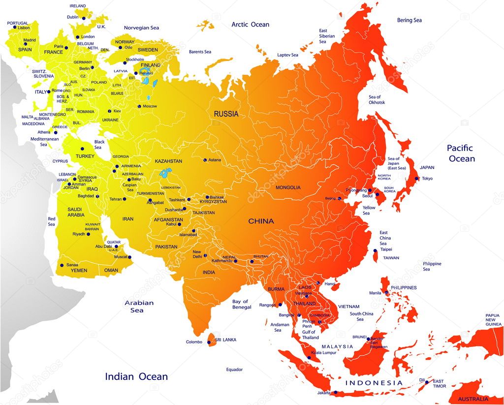 Mapa político de Eurasia 2022