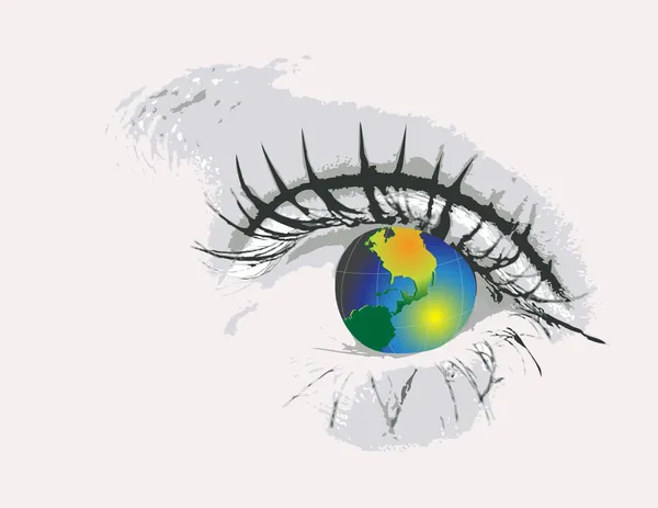 Auge mit Globus — Stockvektor