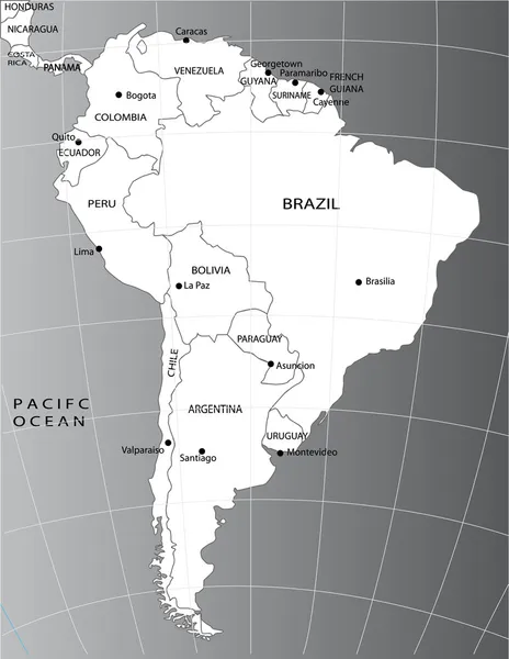 Politische Karte von Südamerika — Stockvektor
