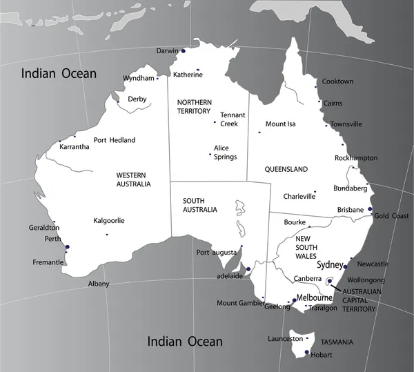 Politisk karta över Australien — Stock vektor
