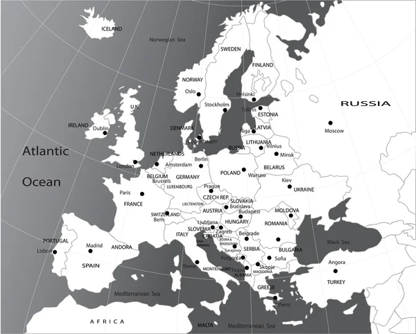 Mapa político da Europa —  Vetores de Stock