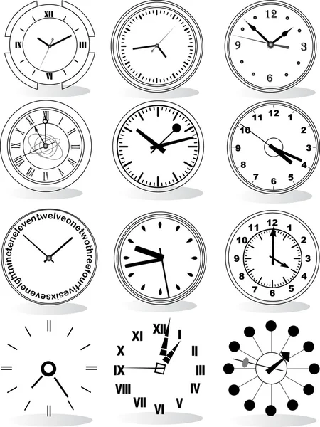 Illustratie van verschillende klokken — Stockvector