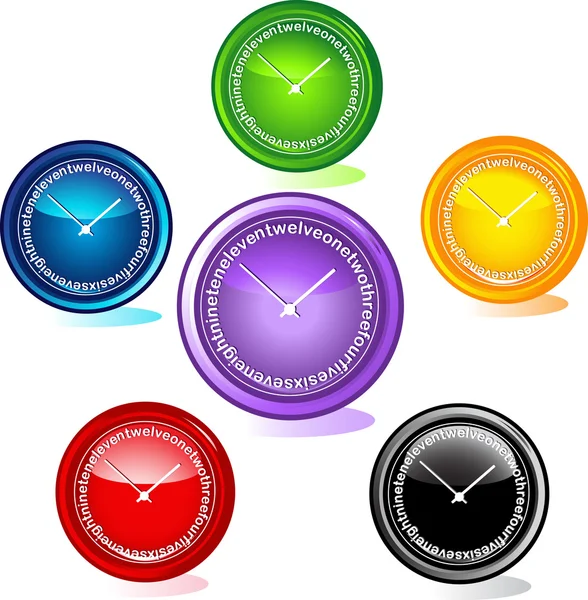 Illustrazione di diversi orologi — Vettoriale Stock