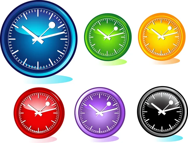 Illustration of different clocks — Stock Vector