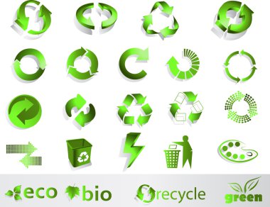 Eco, bio, green and recycle symbols clipart