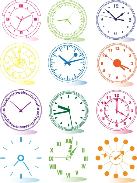 Abbildung verschiedener Uhren — Stockvektor