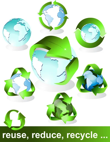 Symboles écologiques, bio, verts et recyclables — Image vectorielle