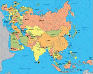Political map of Eurasia