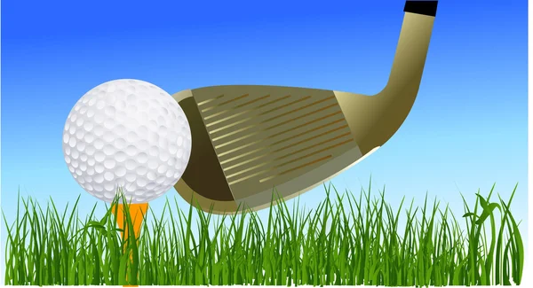 Golf ball on the grass — Stock Vector