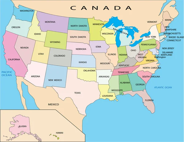 Political map of USA — Stock Vector
