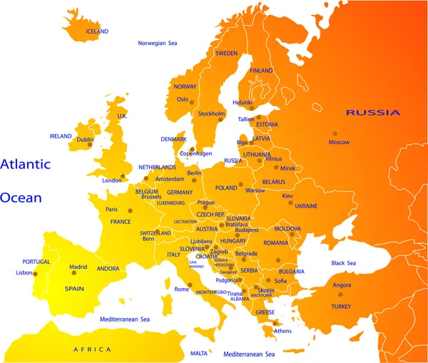 Carte politique de l'Europe — Image vectorielle