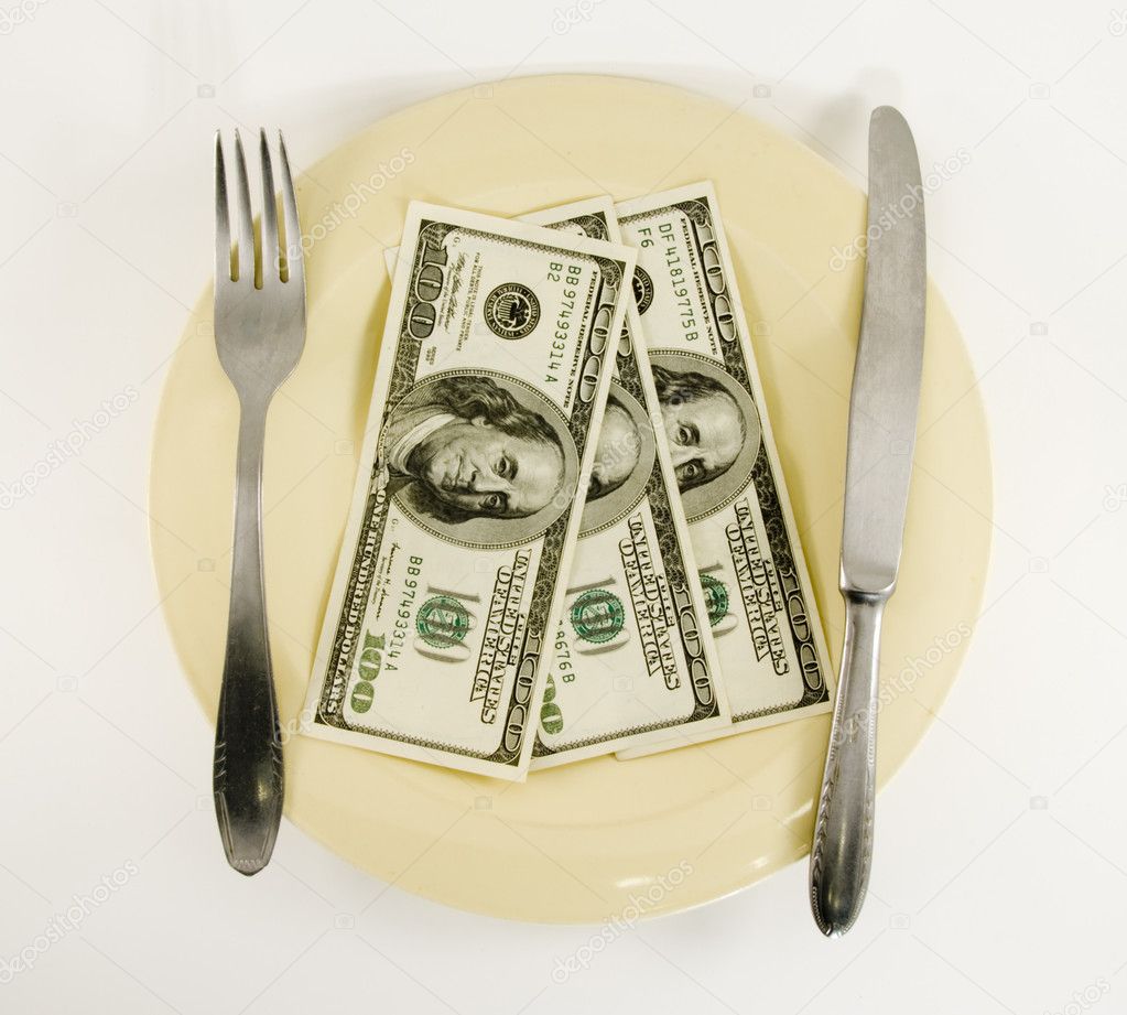 Dollar money on the plate