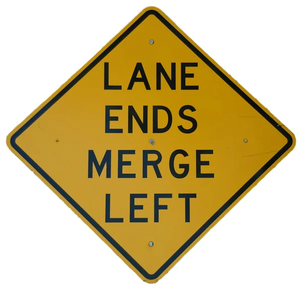 Lane ends mesclar à esquerda — Fotografia de Stock