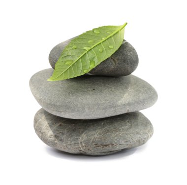 Stack of stones and leaf clipart