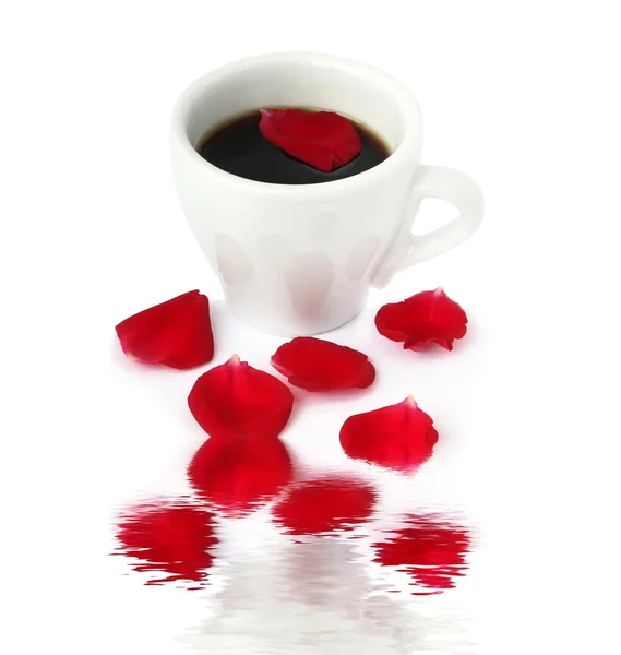 stock image Coffee with rose petal