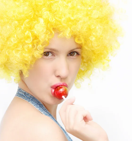 Beautiful woman with lollipop — Stock Photo, Image