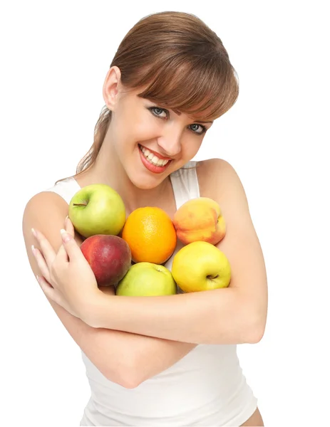 Mulher bonita com frutas — Fotografia de Stock