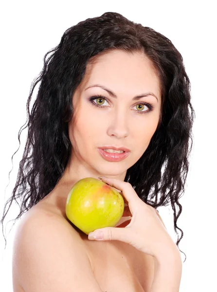Belle femme avec pomme — Photo