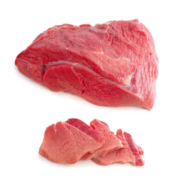 在白色背景上的鲜牛肉 — 图库照片